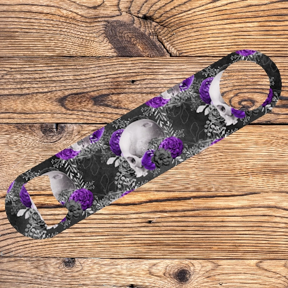 Personalised Floral Skulls Bar Blade Bottle Opener