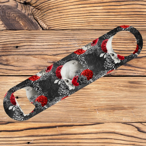 Personalised Floral Skulls Bar Blade Bottle Opener